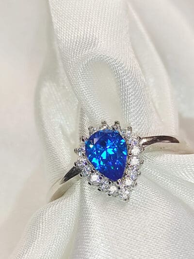 ασημένιο δαχτυλίδι με ζιργκόν lucia μπλε